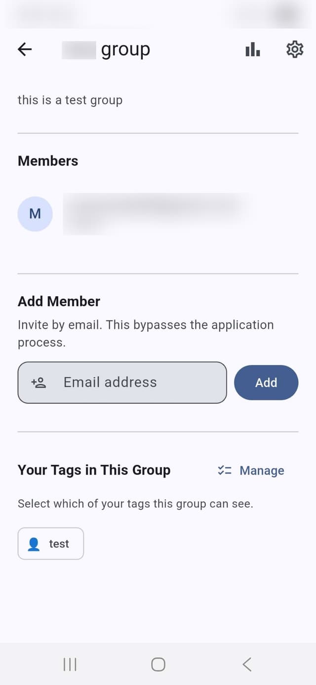 Group edit screen with member list