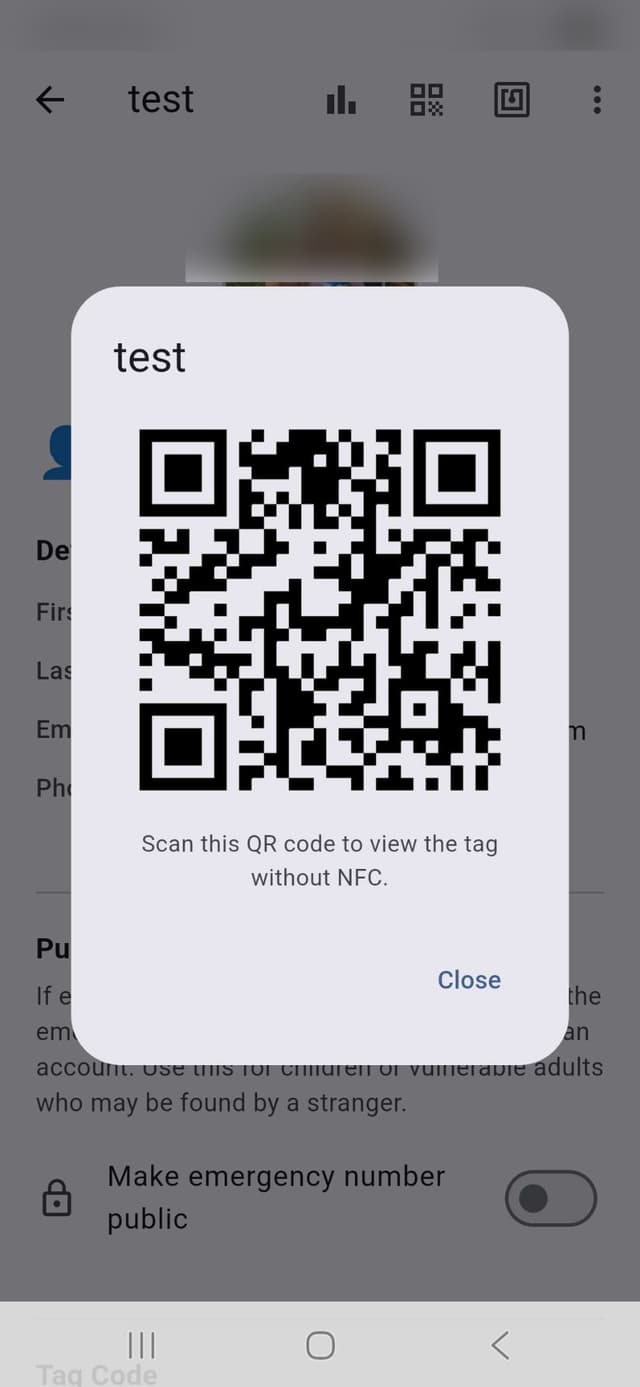 QR code fallback screen for scanning without NFC